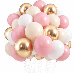 Ballongsett i pastell rosa, gull og champagne - Dara Foto