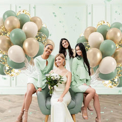 Ballongsett i Sage Green, Sand & Gull – 60 stk til Fest & Baby Shower - Dara Foto