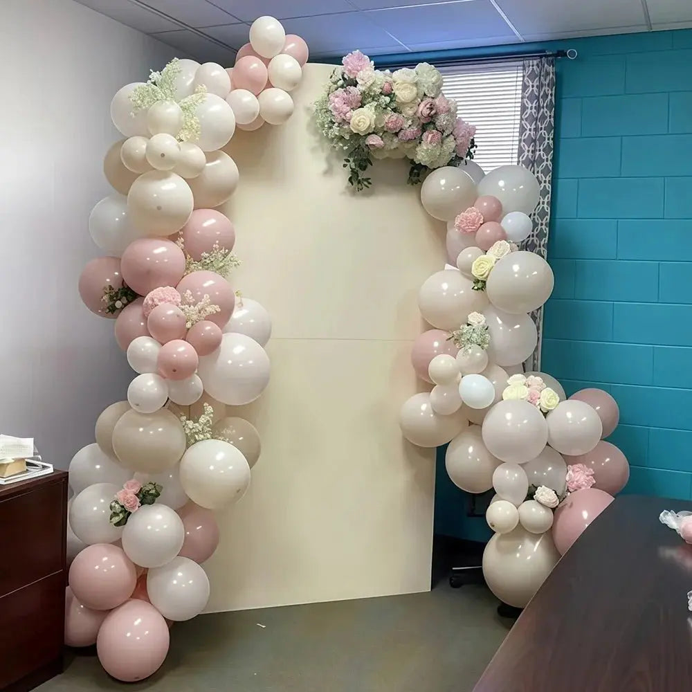 Ballongsett i pastell rosa, gull og champagne - Dara Foto