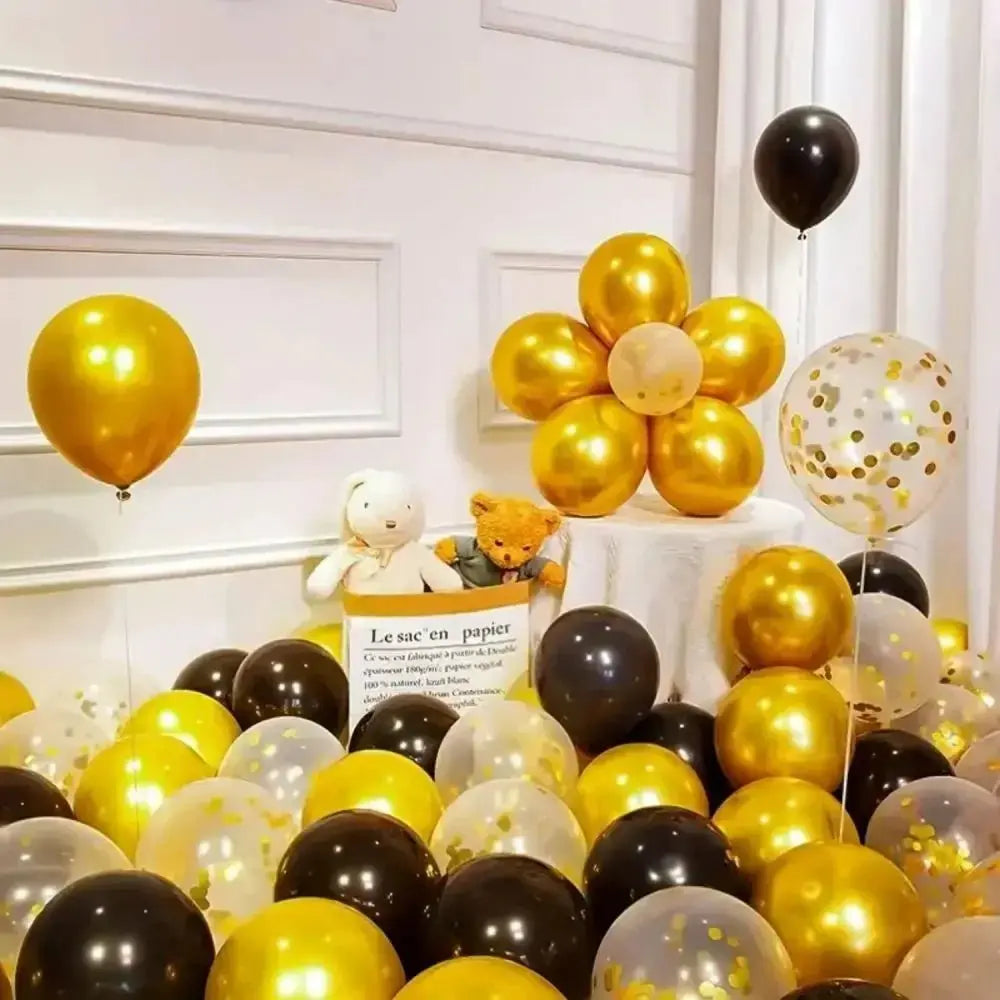 Svarte glitterballonger – 16 stk - Dara Foto