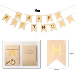 Happy Birthday Banner i Kraftpapir med Gull Detaljer - Dara Foto
