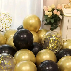 Svarte glitterballonger – 16 stk - Dara Foto