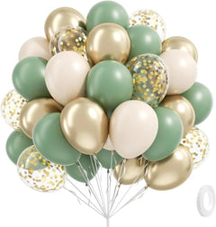 Ballongsett i Sage Green, Sand & Gull – 60 stk til Fest & Baby Shower - Dara Foto