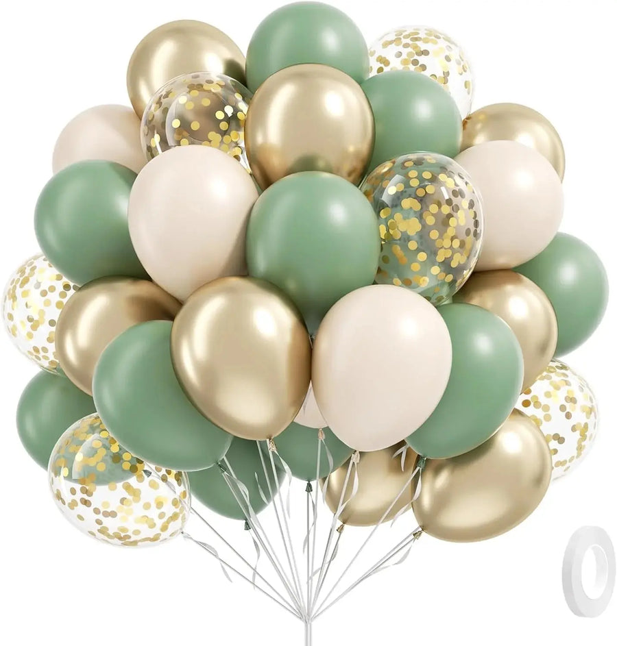 Ballongsett i Sage Green, Sand & Gull – 60 stk til Fest & Baby Shower - Dara Foto