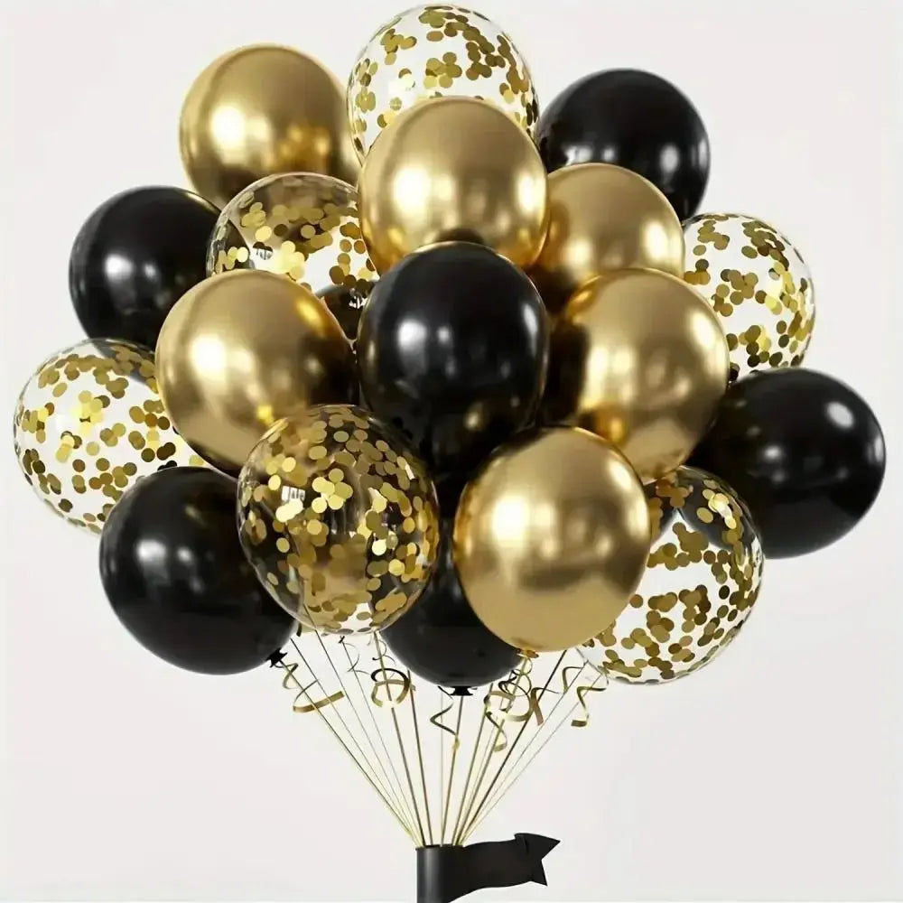 Svarte glitterballonger – 16 stk - Dara Foto