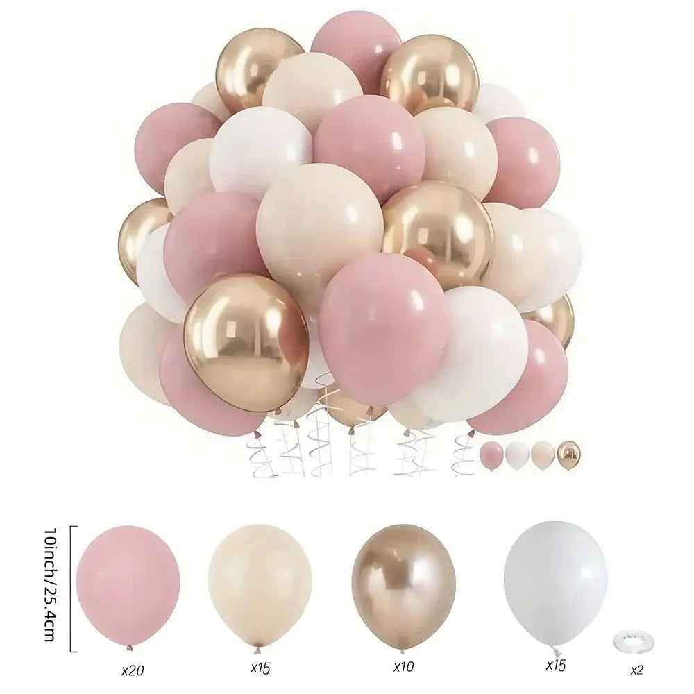 Ballongsett i pastell rosa, gull og champagne - Dara Foto