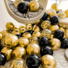 Svarte glitterballonger – 16 stk - Dara Foto